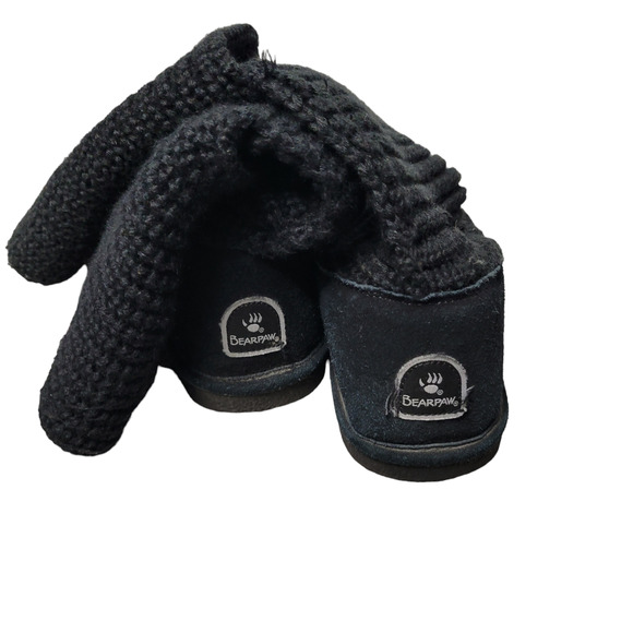 Bearpaw Knit Tall Wool/Acrylic Blend Black Boots 656W Knit Tall Women's US 7 - Picture 8 of 11